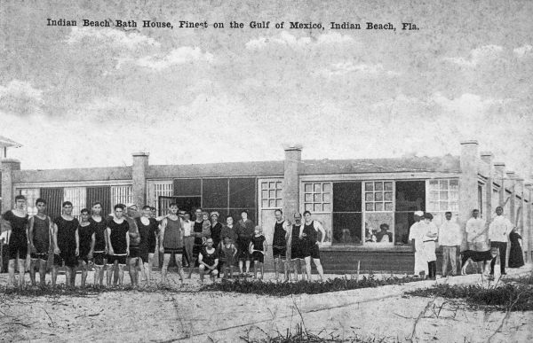 Bathers at bathhouse - Indian Beach, Florida