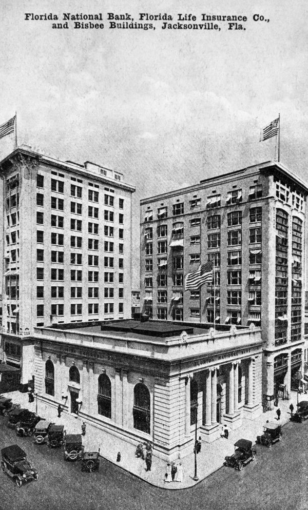 Florida National Bank, Florida Life Insurance Building, and the Bisbee Building - Jacksonville, Florida.