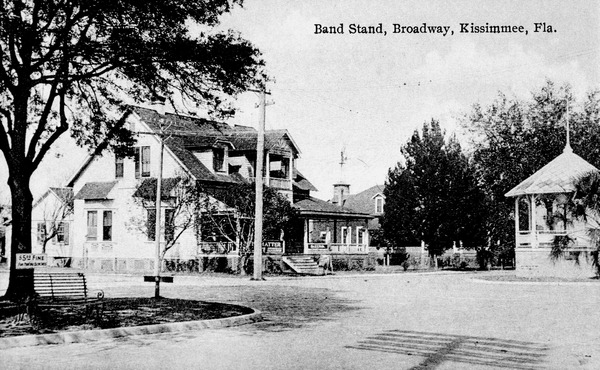 View of Broadway with bandstand at right - Kissimmee, Florida