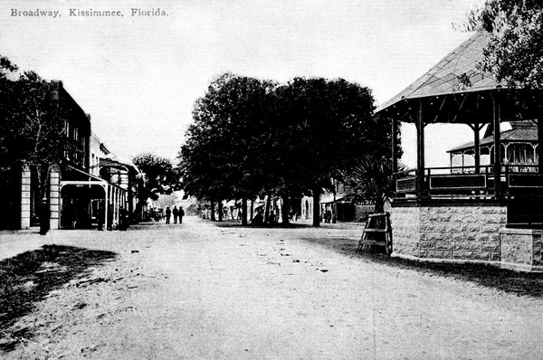 View of Broadway with bandstand at right - Kissimmee, Florida