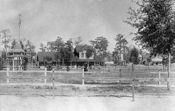 View across Munn Park to the railroad depot