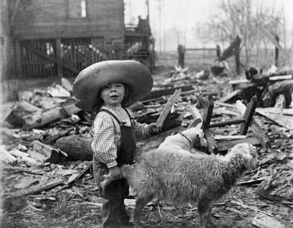 George Morton with goat and dog - Leesburg, Florida