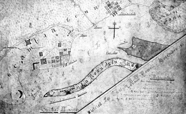 Hand-sketched map of Pensacola Bay, 1861.