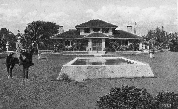 William Jennings Bryan on horseback in front of his Miami home