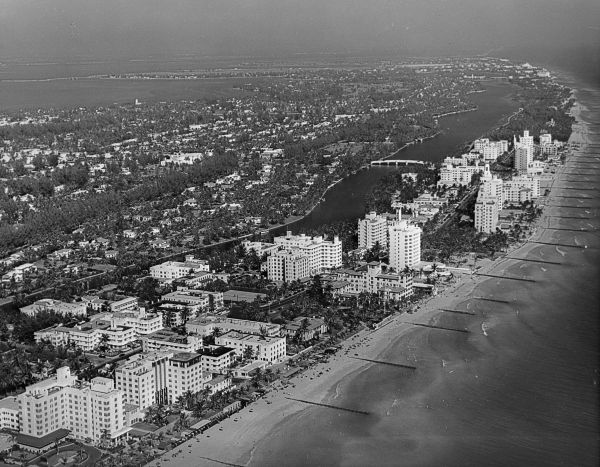 Aerial view of Atlantic Ocean and Indian Creek