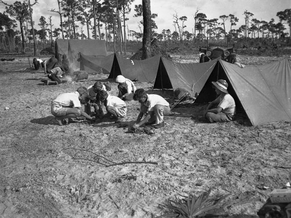 Boy Scout fire-making contest at Middle River camp - Fort Lauderdale