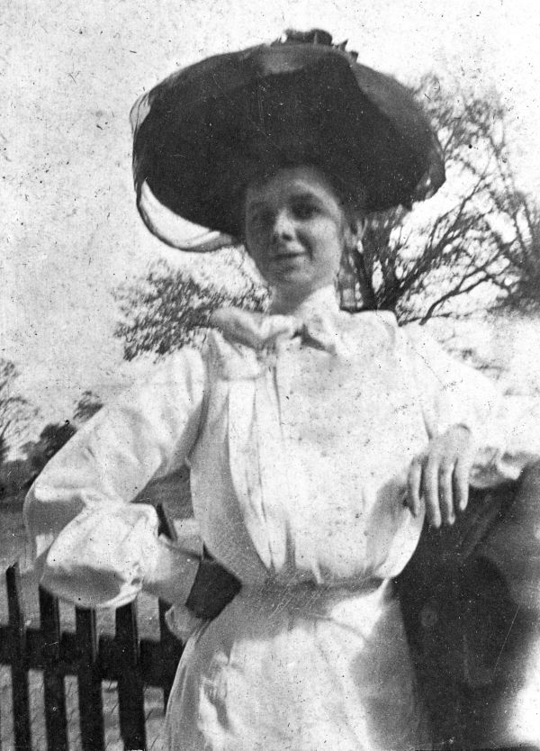 Eula Bates standing in front of Bates home - Mt. Pleasant, Florida