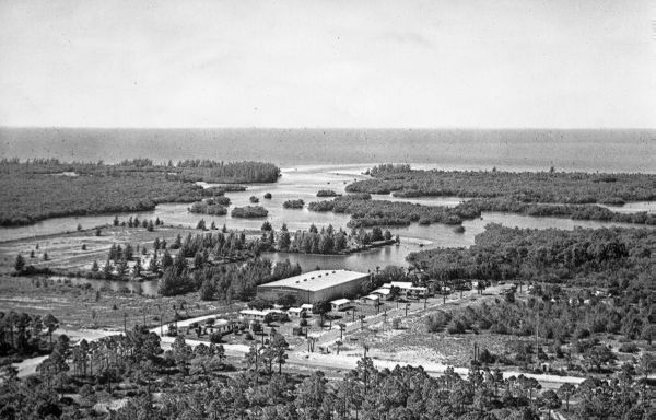 Aerial view of Wiggins Pass Marina - Naples, Florida.