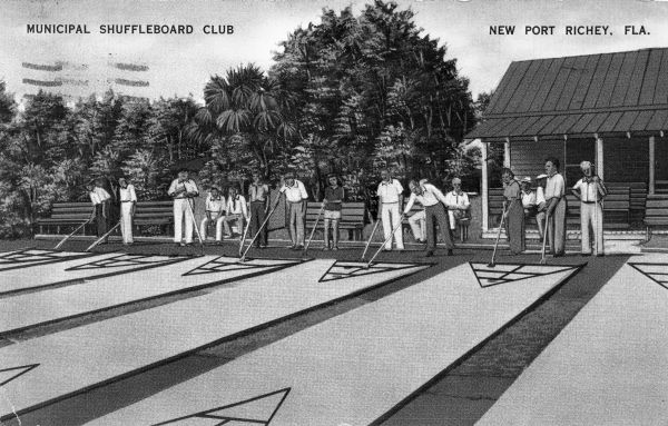 Municipal Shuffleboard Club and players - New Port Richey, Florida