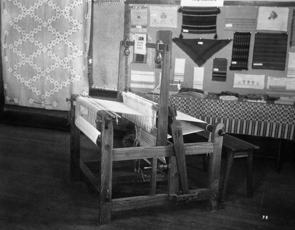 Loom and samples of weaving at the WPA's Camp Roosevelt - Ocala, Florida