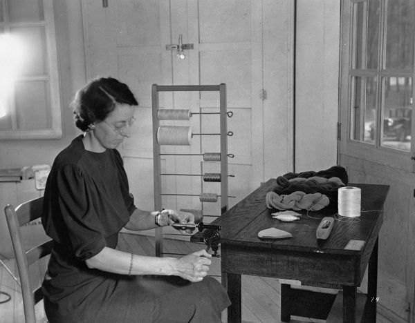 Preparation of thread for weaving at the WPA's Camp Roosevelt - Ocala, Florida.