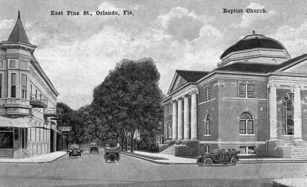 East Pine Street and First Baptist Church - Orlando.