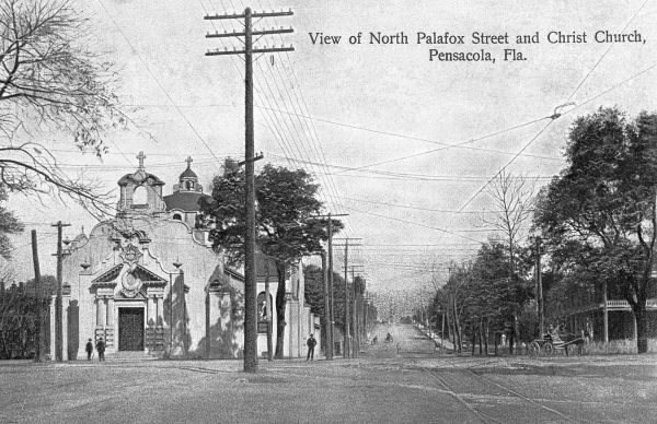 View of North Palafox Street and Christ Church - Pensacola, Fla..