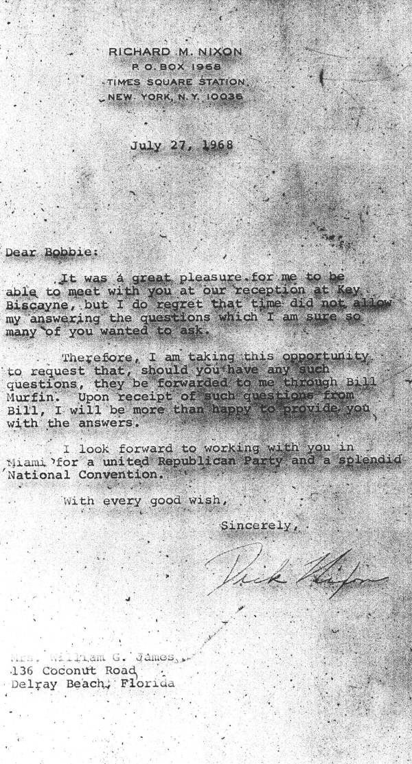 Letter - New York, N.Y., to Bobbie James, Delray Beach, Fla., 1968 July 27