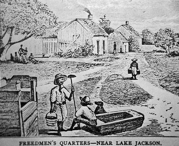 Freedmen's quarters near Lake Jackson.