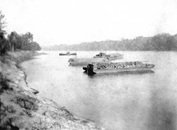 View of barges on the Apalachicola River