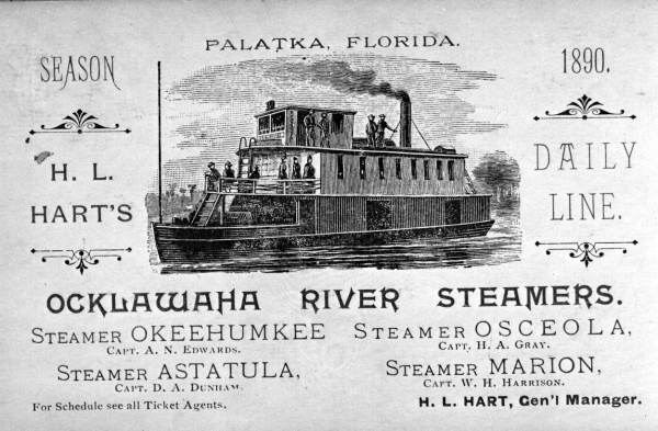 Advertising card for the Hart Line Ships - Palatka, Florida