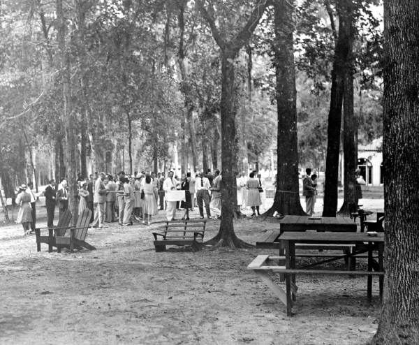 Picnic area "roped off" from a more formal gathering - Wakulla Springs, Florida