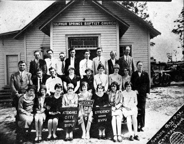 Baptist Youth Peoples Union in front of their church - Sulphur Springs