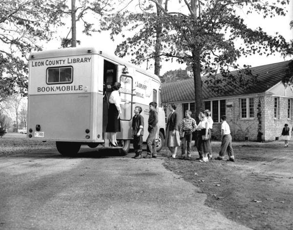 Leon County Public Library bookmobile at Woodville School