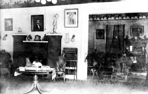 Dining room and parlor in the Knott home