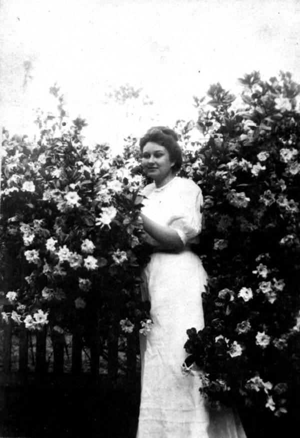 Mabel Bradshaw in a garden - Woodville, Florida