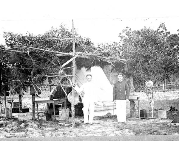 Two veterans outside the tent - Pensacola, Florida.