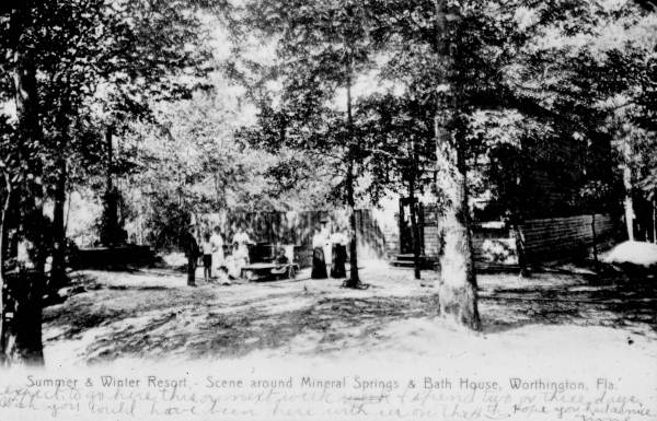 Scene around mineral springs and bath house - Worthington Springs, Florida