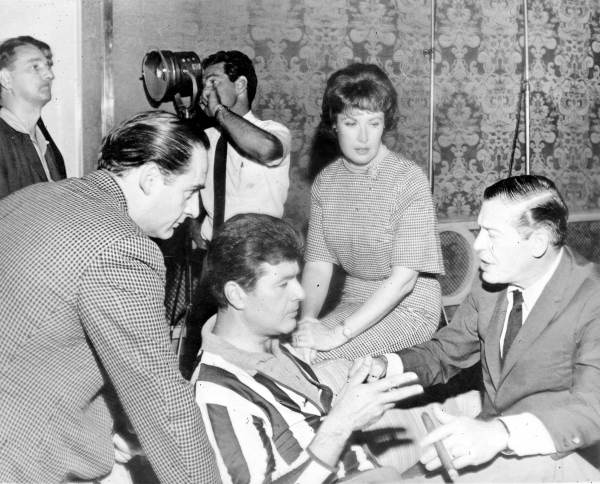 Molly Turner with Sid Caesar, Dick Shawn and Milton Berle of Mad, Mad, Mad, World