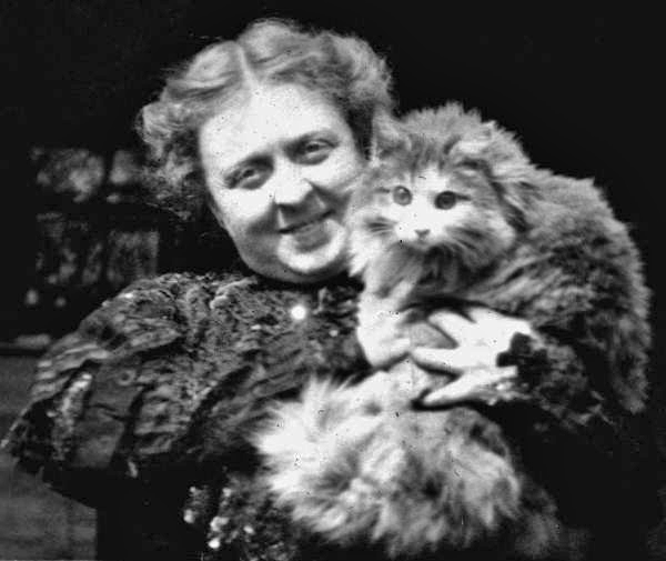 Esther Mayhall with her cat - Lakeland.