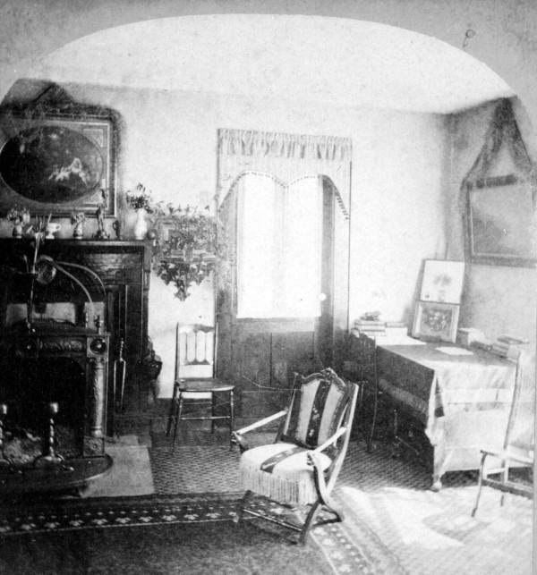 Interior view of Harriet Beecher Stowe's residence.