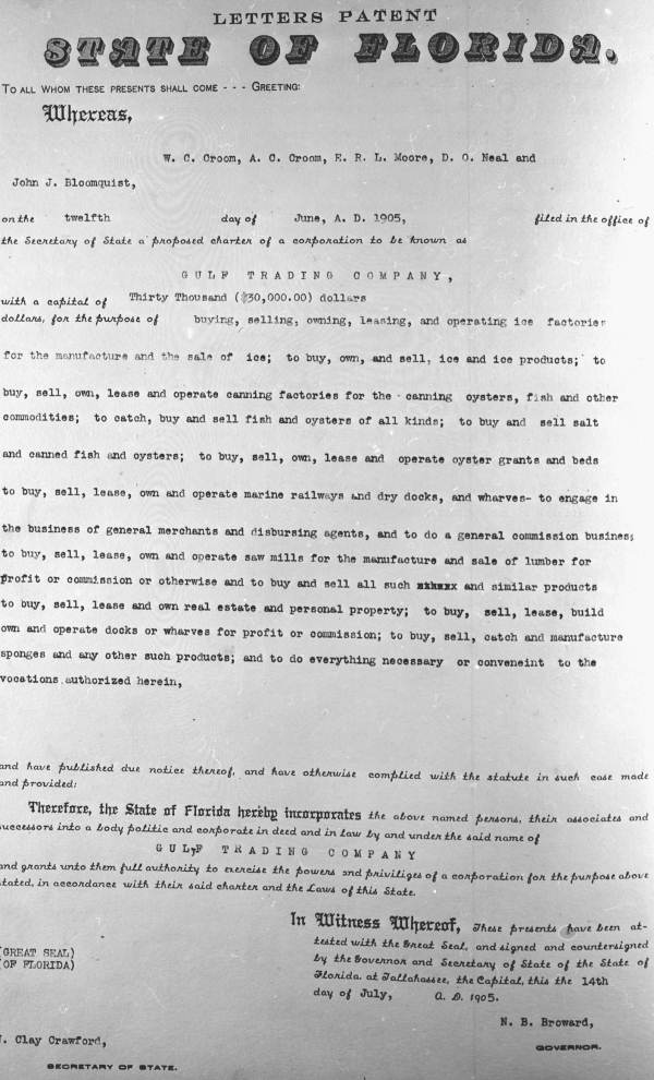 Gulf Trading Company letter of patent