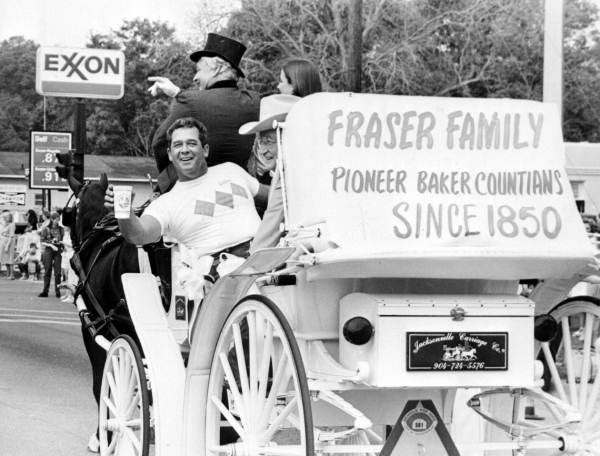 Gary and Warren Fraser in a horse drawn carriage.