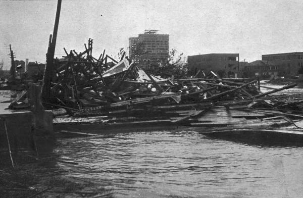 Wreckage washed ashore by the 1926 hurricane.