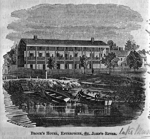 Engraving of the Brock House hotel - Enterprise, Florida