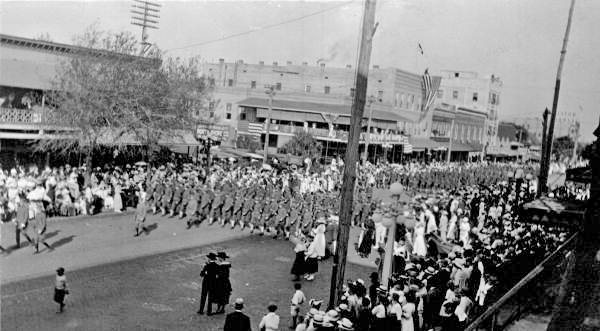 Soldiers on parade down Central Avenue - Saint Petersburg, Florida.