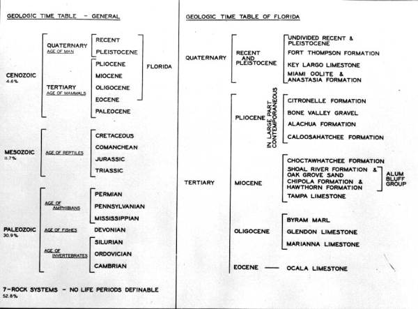 Geologic time table, general and Florida
