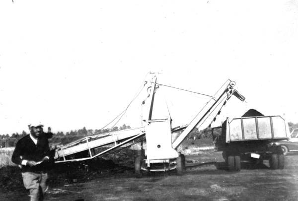 Peat shredder in operation - shredding a cubic yard per minute at Daetwyler Nursery.