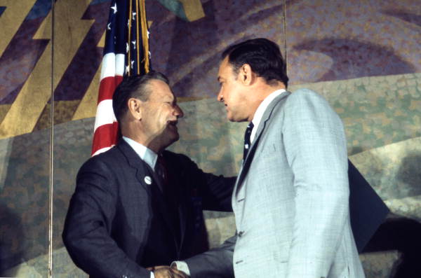 Governor Claude Kirk, right, shaking hands with New York Governor Nelson Rockefeller at a National County Convention - Washington, D. C.
