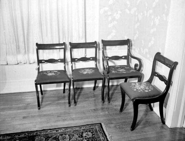 Four chairs in the Governor's Mansion