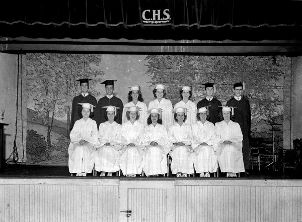 Graduates of Crawfordville High School in caps and gowns