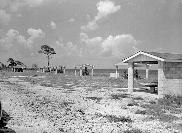 Picnic pavilions at beach