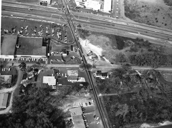 Aerial view of intersections of Magnolia, Lafayette and Apalachee.