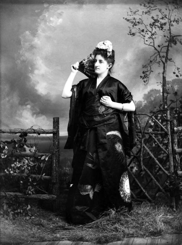 Kate Kemper dressed in a Japanese Kimono for the opera "The Mikado".