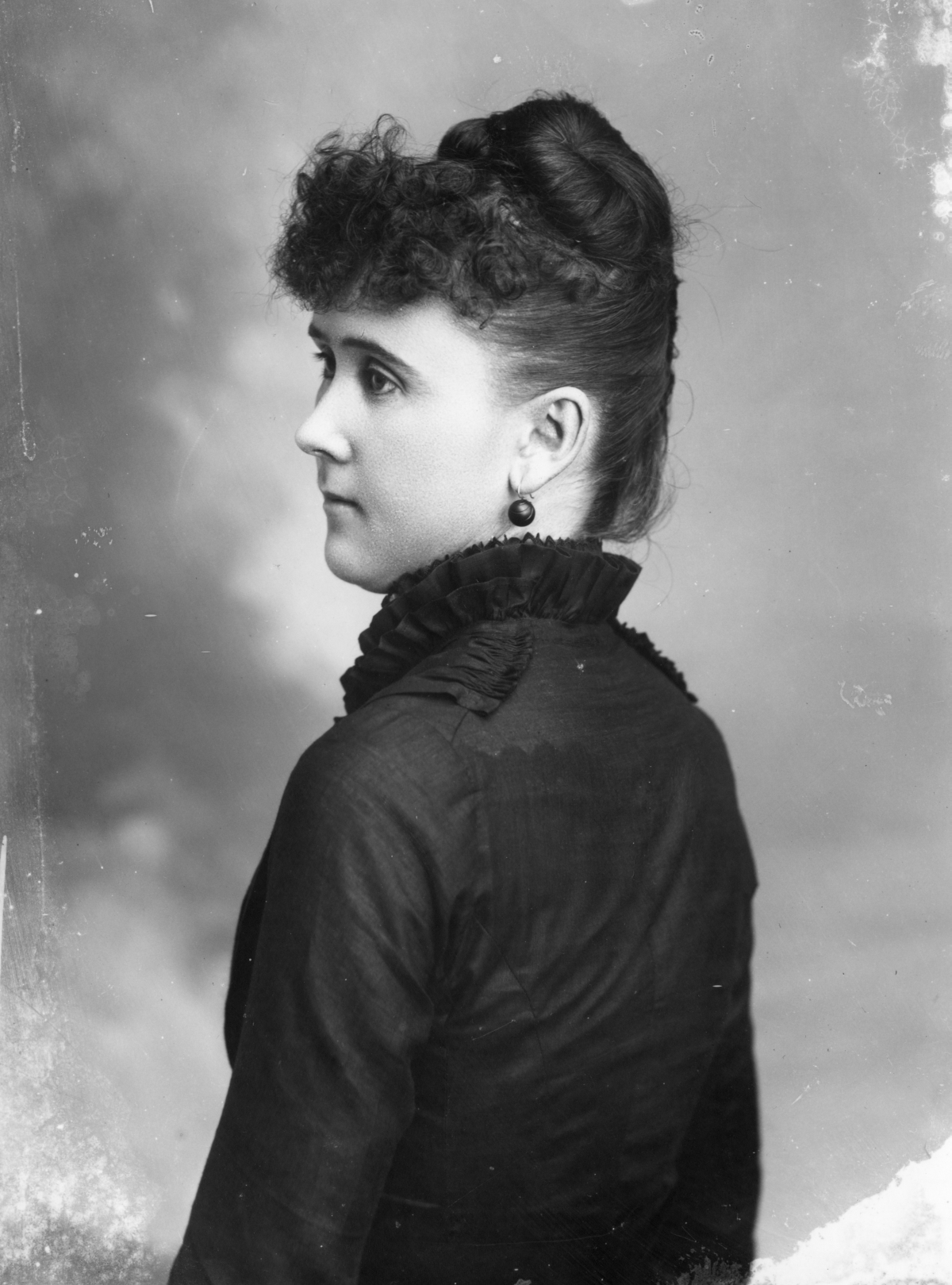 Profile of unidentified woman.