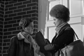 Kathleen Cleaver, right, talking with an unidentified woman in front of Reverend C.K. Steele's church during her visit to Tallahassee, Florida.