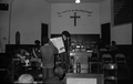 Kathleen Cleaver speaking at Reverend C.K. Steele's church during her visit to Tallahassee, Florida.