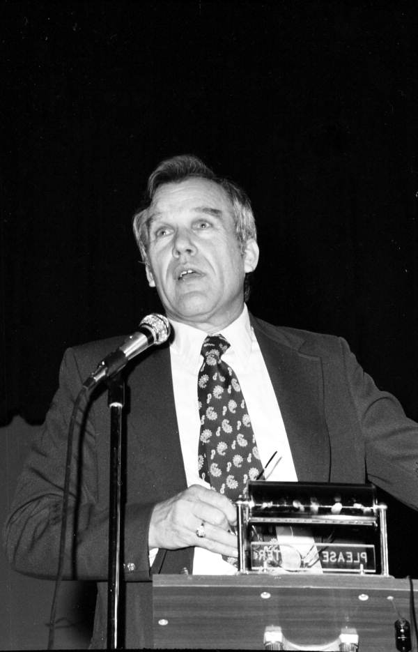 Unidentified man delivering a civil rights speech in an auditorium - Tallahassee, Florida.