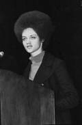 Kathleen Cleaver delivering a speech in Ruby Diamond Auditorium at FSU - Tallahassee, Florida.