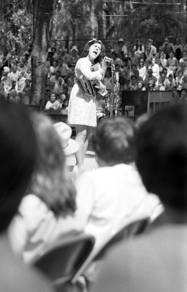 Unidentified woman performing with autoharp at the 1970 Florida Folk Festival - White Springs, Florida.